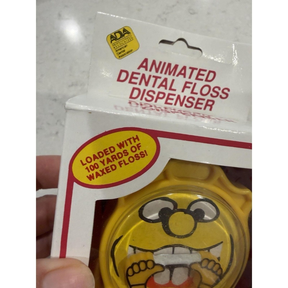 VINTAGE Flossy Animated Dental Floss Container Dentist Teeth Hong Kong Yellow O - Picture 6 of 6